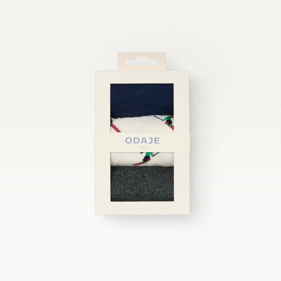 Pack de 3 chaussettes homme : skieur/marine/vert