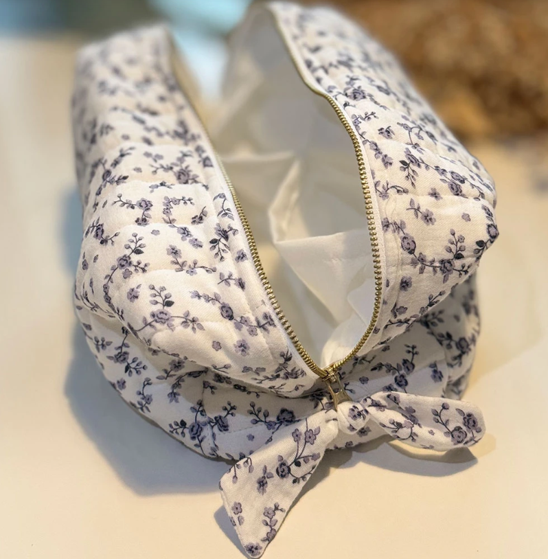 Trousse de toilette en gaze de coton bio BLEUET